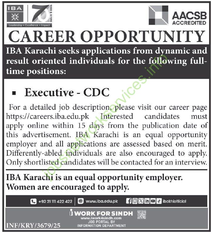 Institute Of Business Administration IBA Karachi Job Notice