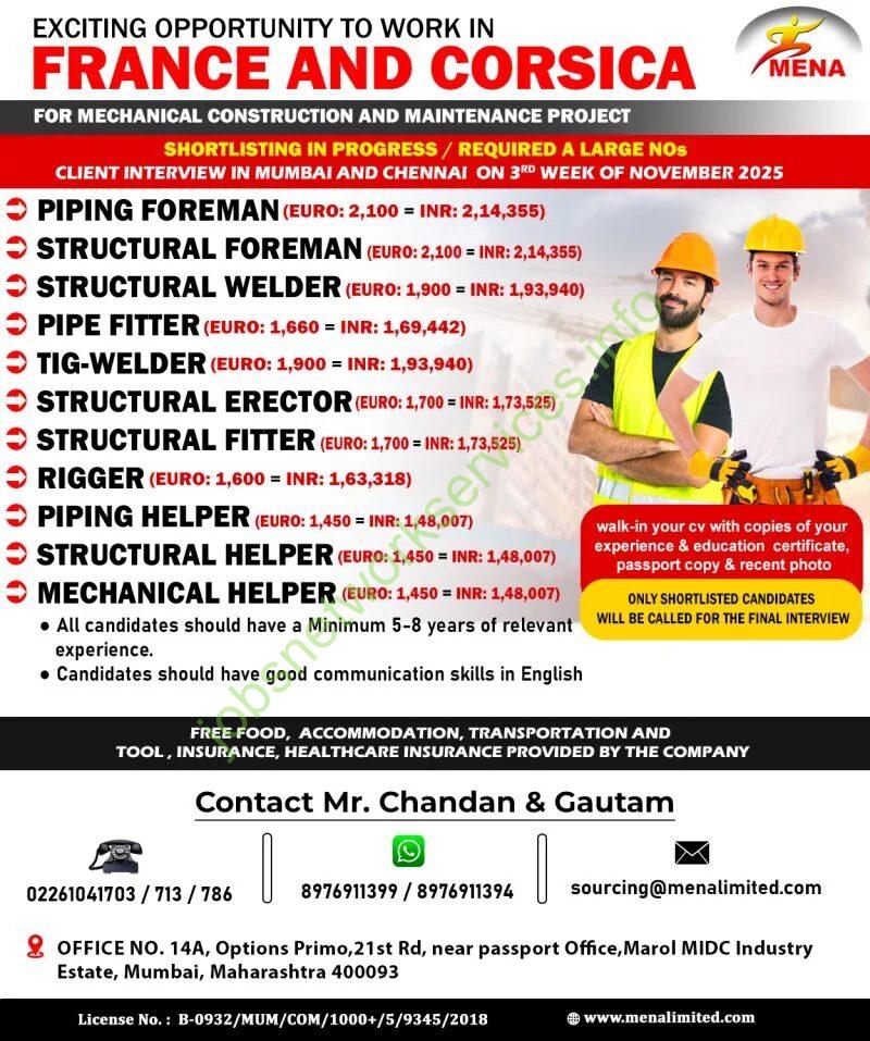 Jobs in France & Corsica: Mechanical Construction Project