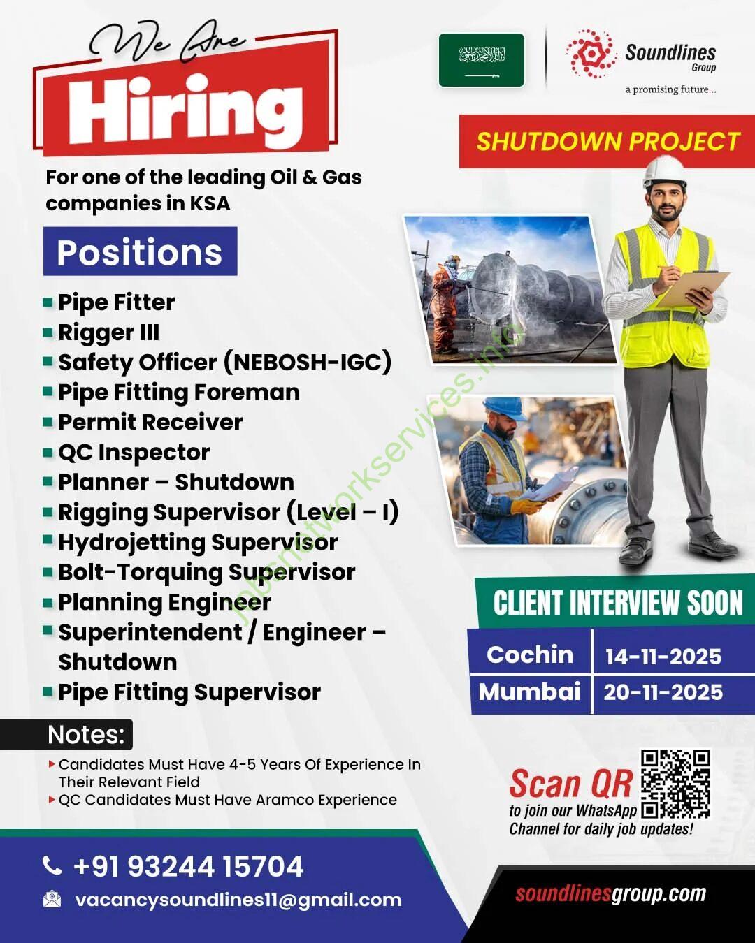 Jobs in Saudi Arabia Hiring For one of the leading Oil & Gas companies
