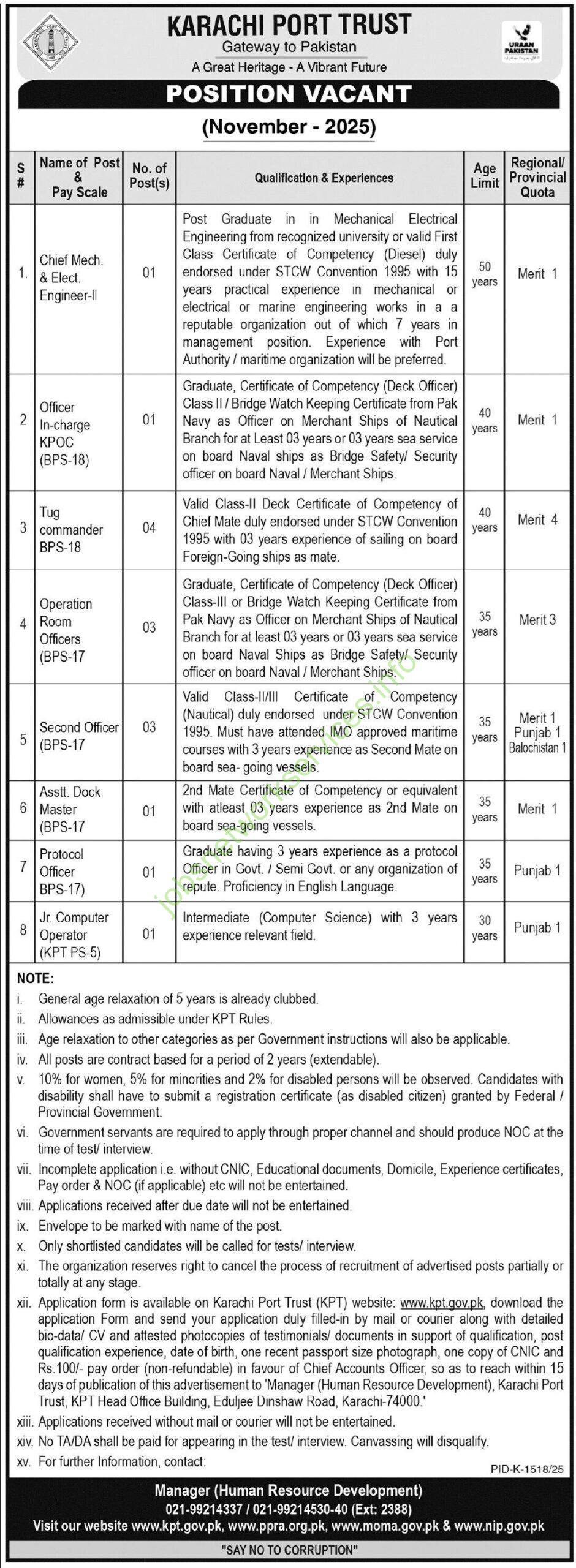 Karachi Port Trust KPT Jobs 2025 Latest