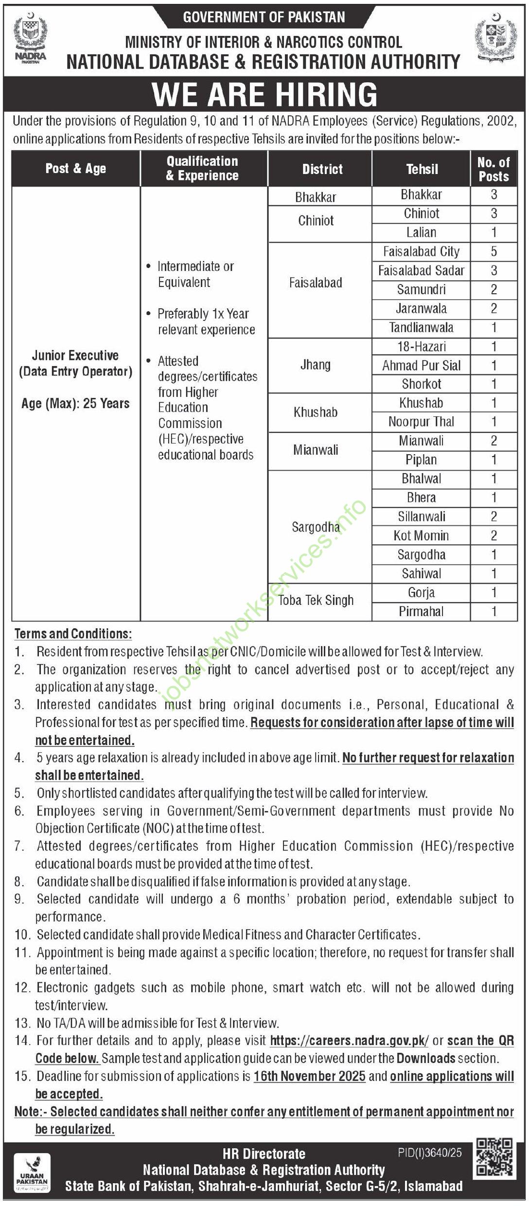 Nadra Islamabad Jobs 2025 Apply Online