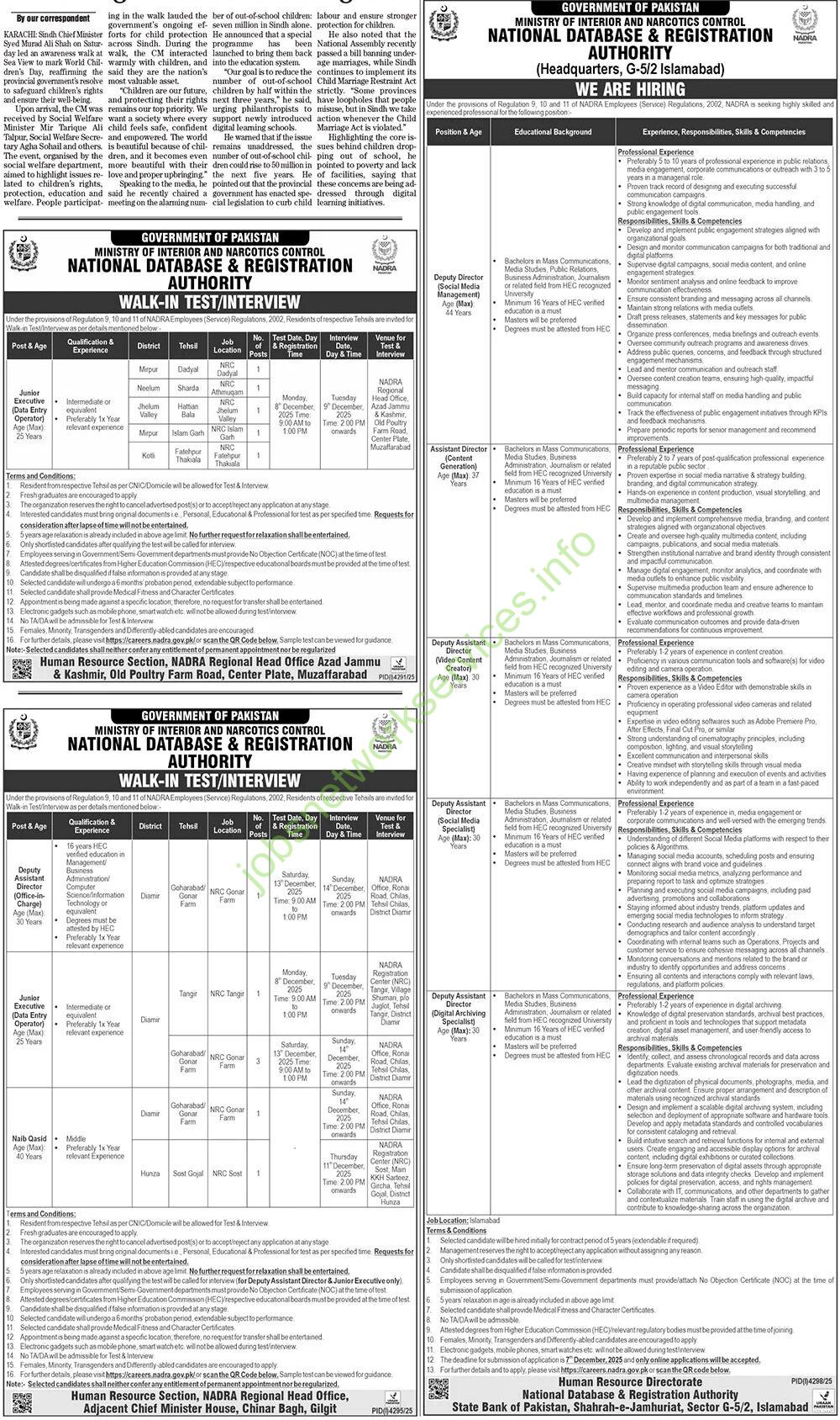 Nadra Rawalpindi Division Jobs 2025 Latest
