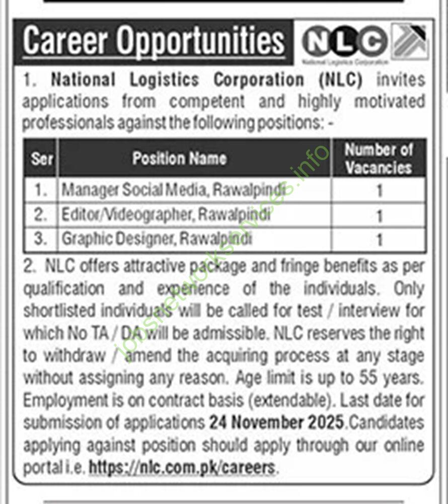 National Logistics Corporation NLC Jobs 2025 Latest