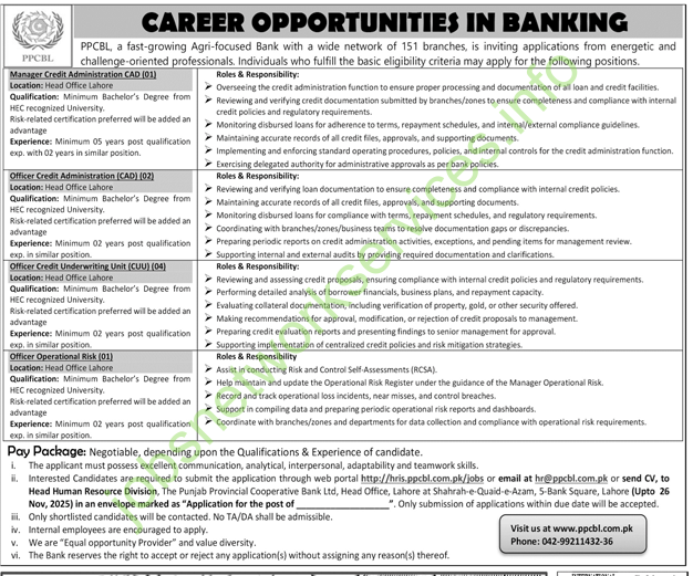 PPCBL Bank Jobs 2025 Latest Apply Online