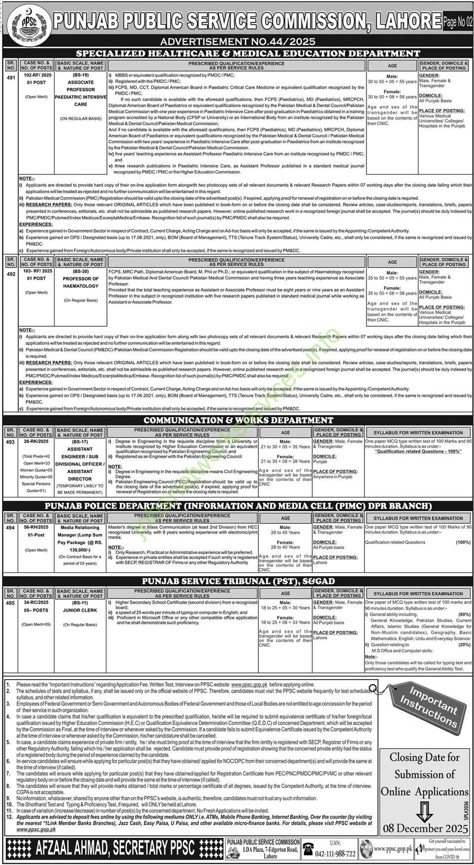 Punjab Public Service Commission PPSC Jobs 2025 Apply Online
