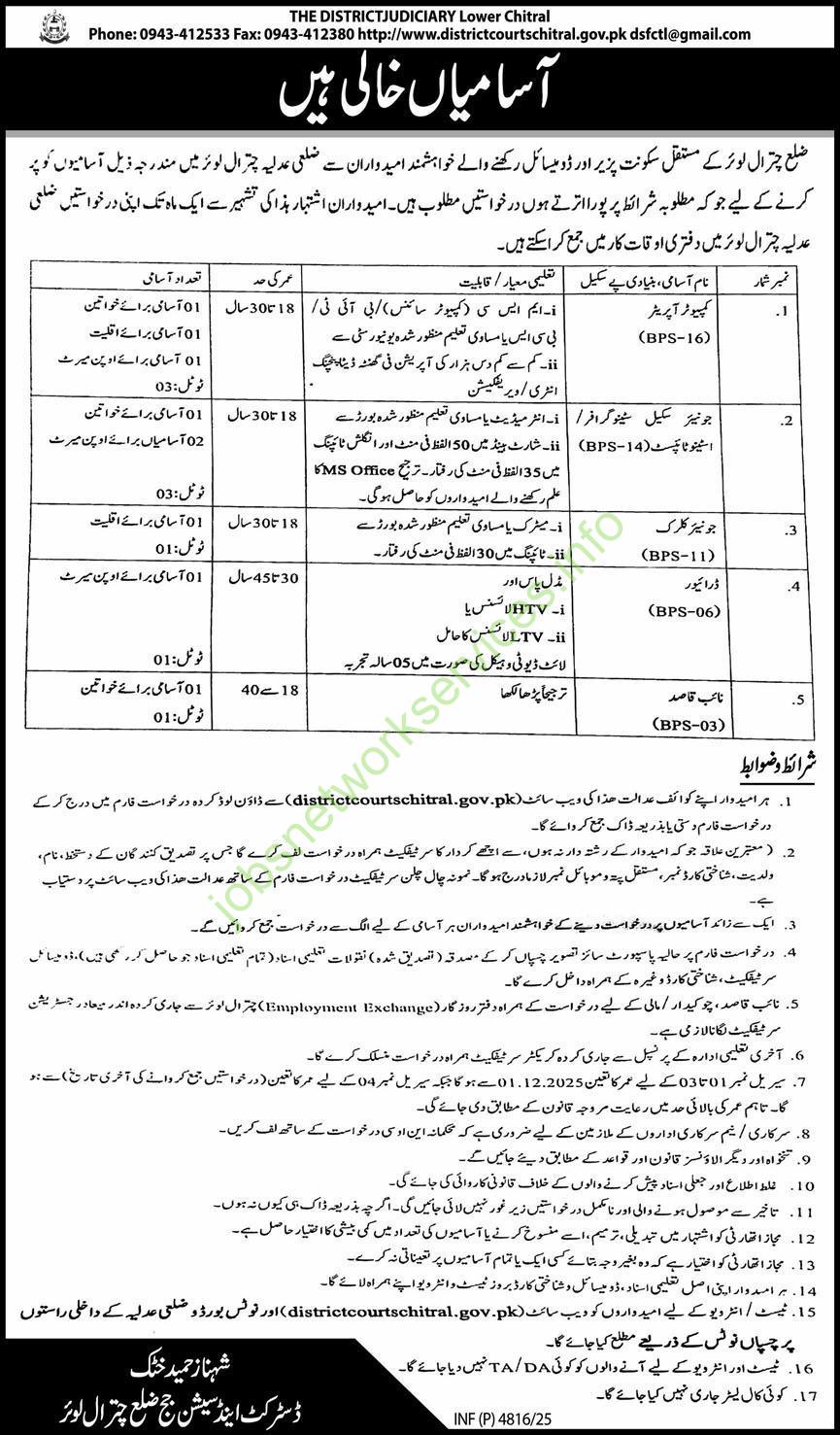 The District Judiciary Lower Chitral Jobs 2025 Latest