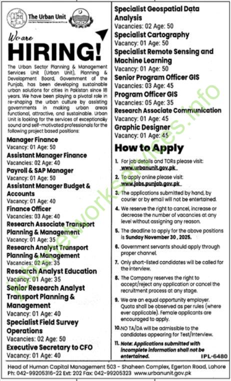 The Urban Unit Lahore Jobs 2025 apply online How to Apply