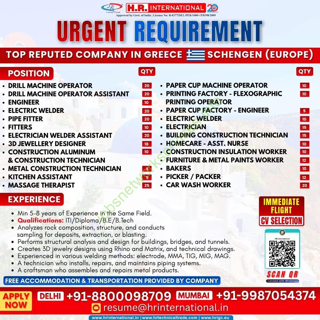 Urgent Greece Schengen (Europe) Jobs 2025 | Immediate Flight