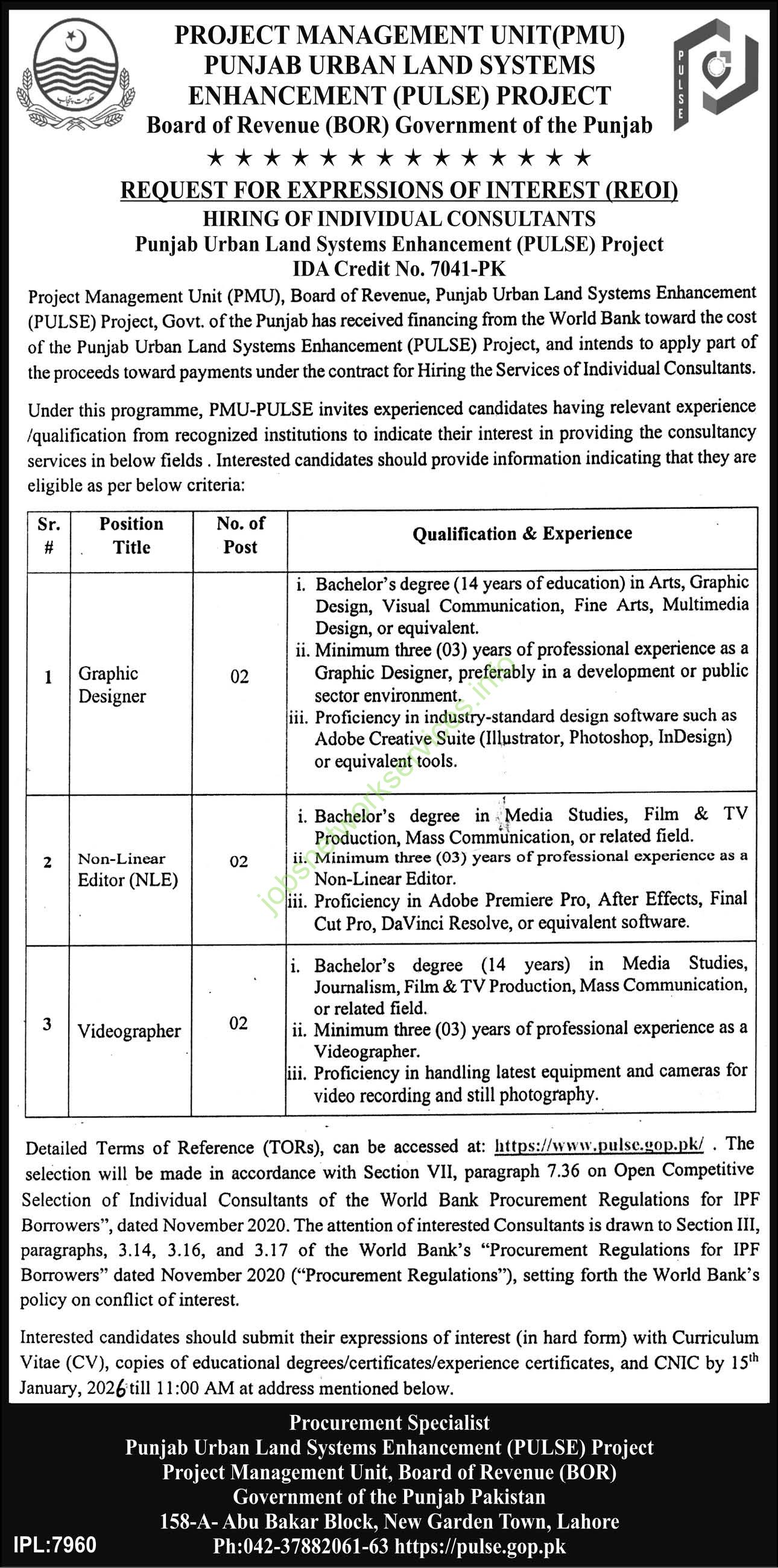 Board of Revenue (BOR) Government of the Punjab Jobs 2026 Apply Online
