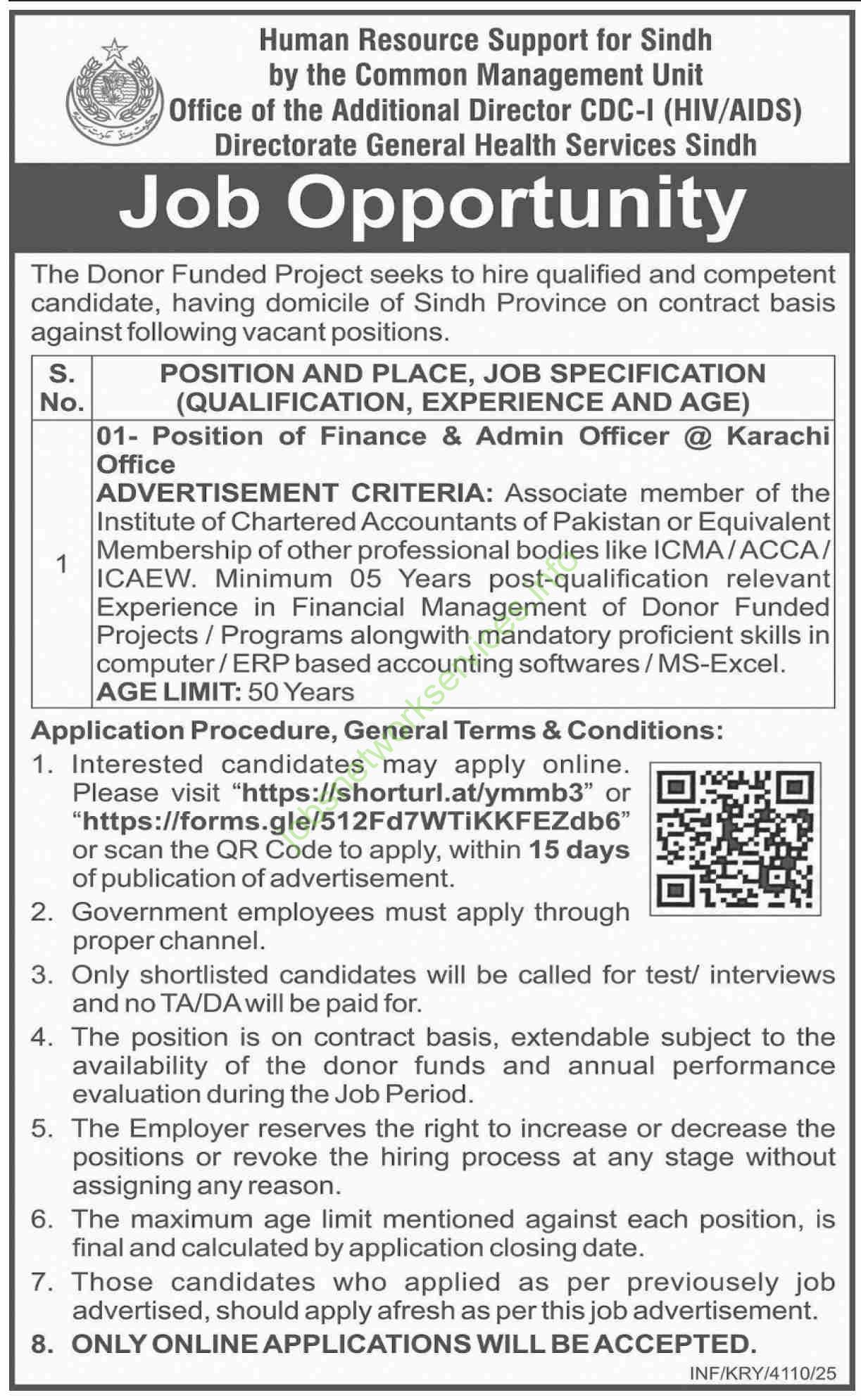 Directorate General Health Services Sindh Jobs December 2025 Latest