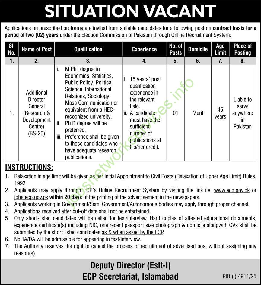 Election Commission of Pakistan ECP Jobs January 2026 Latest