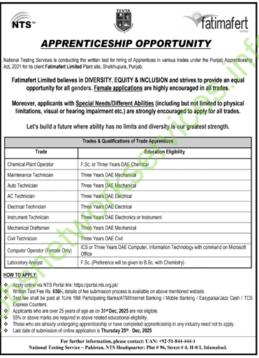 TEVTA Fatimafert Apprenticeship Opportunity Jobs December 2025 Latest