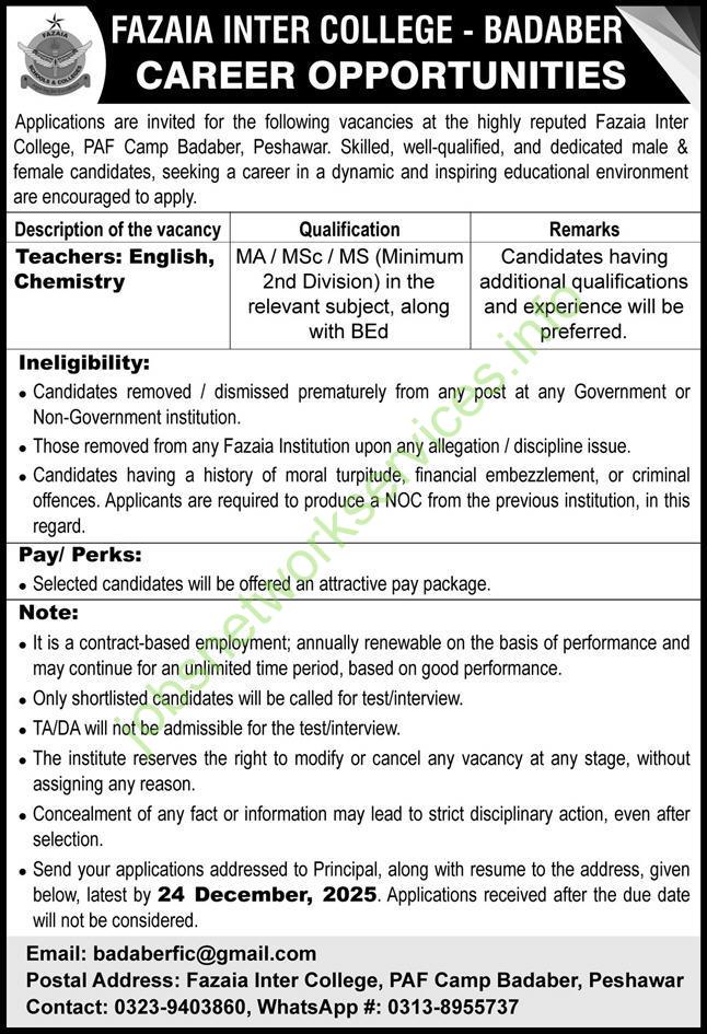 Fazaia Housing Scheme Tarnol Islamabad Jobs January 2026 Latest