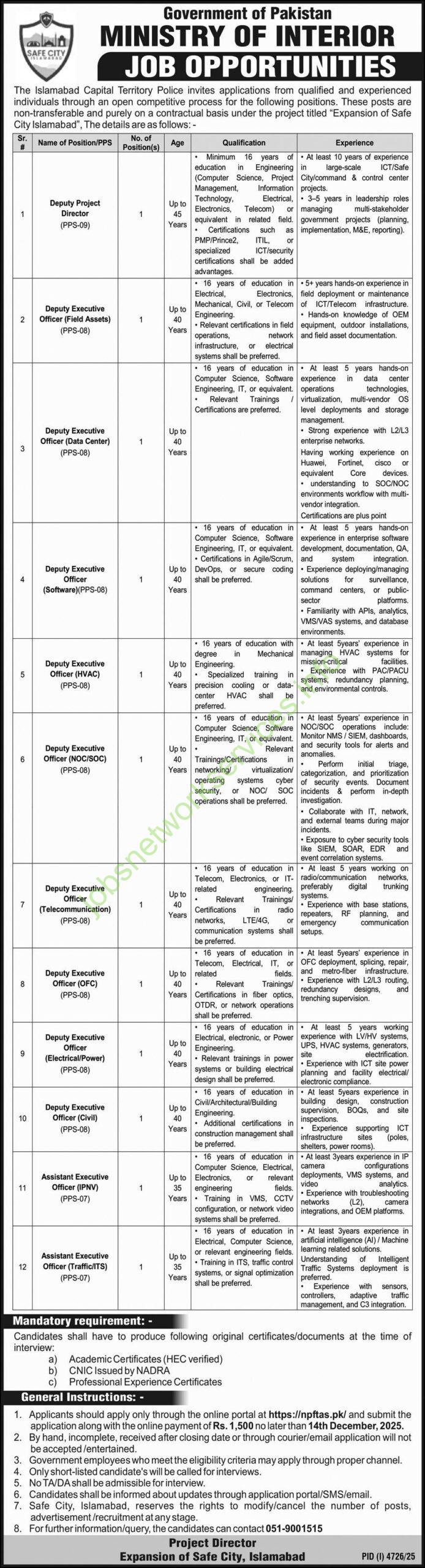 Islamabad Capital Territory Police Jobs 2025 Apply Online Latest