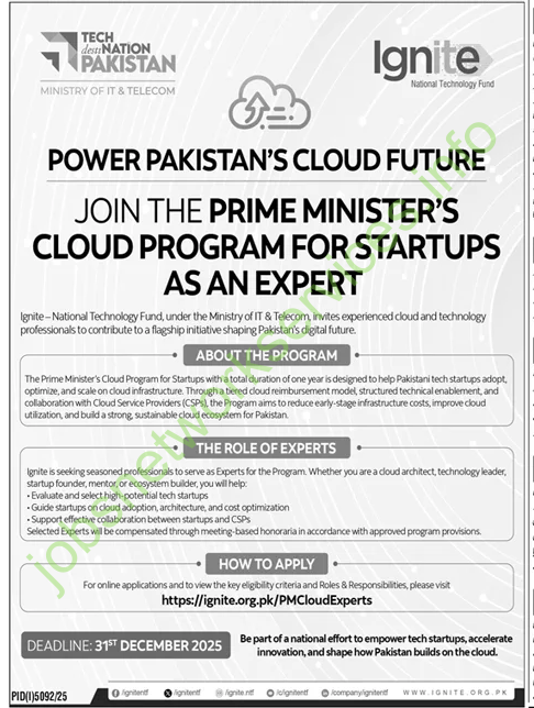 Join the Prime Minister's Cloud Program for Startups as an Expert Jobs 2026 Latest