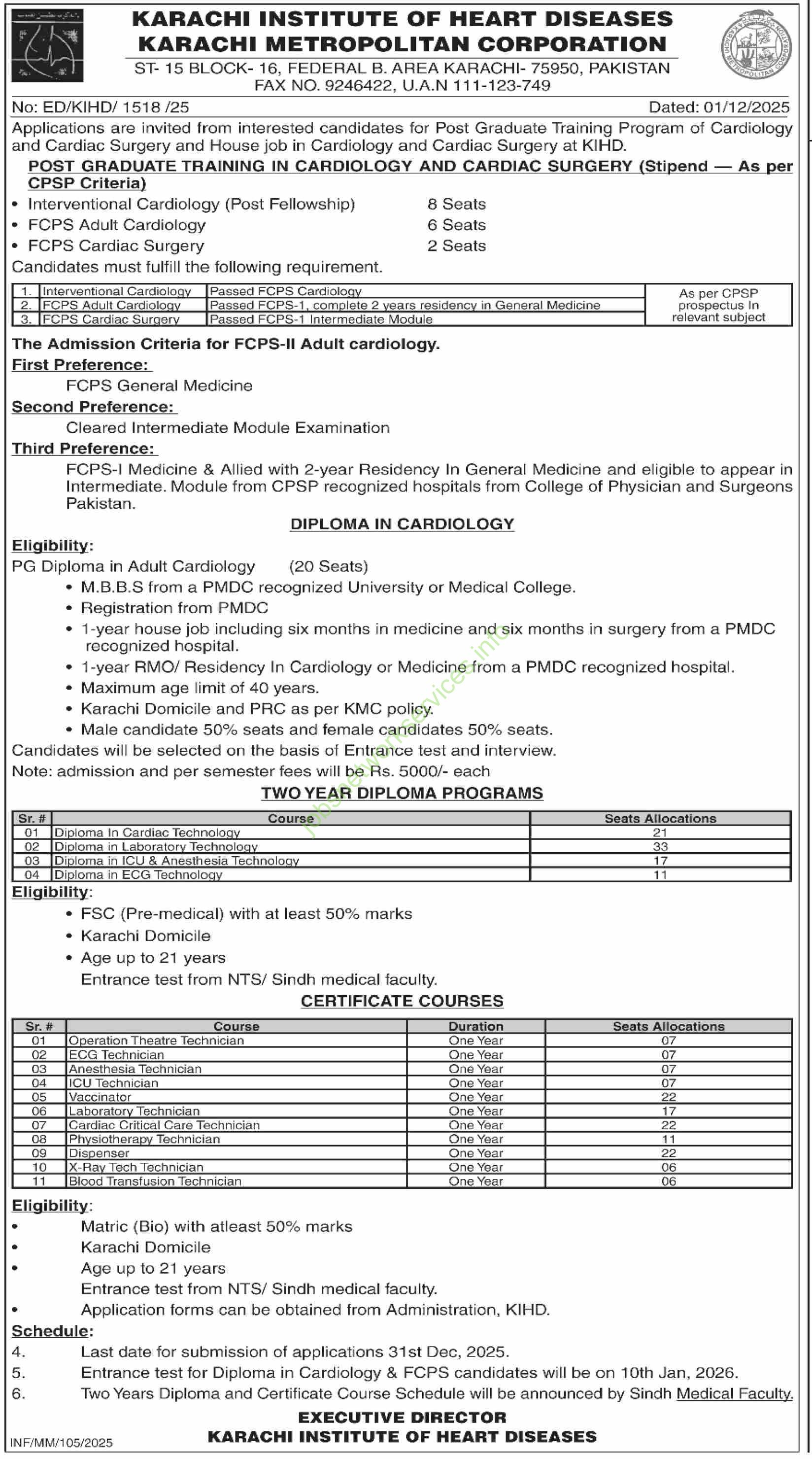 Karachi Institute of Heart Diseases KIHD Jobs December 2025 Latest