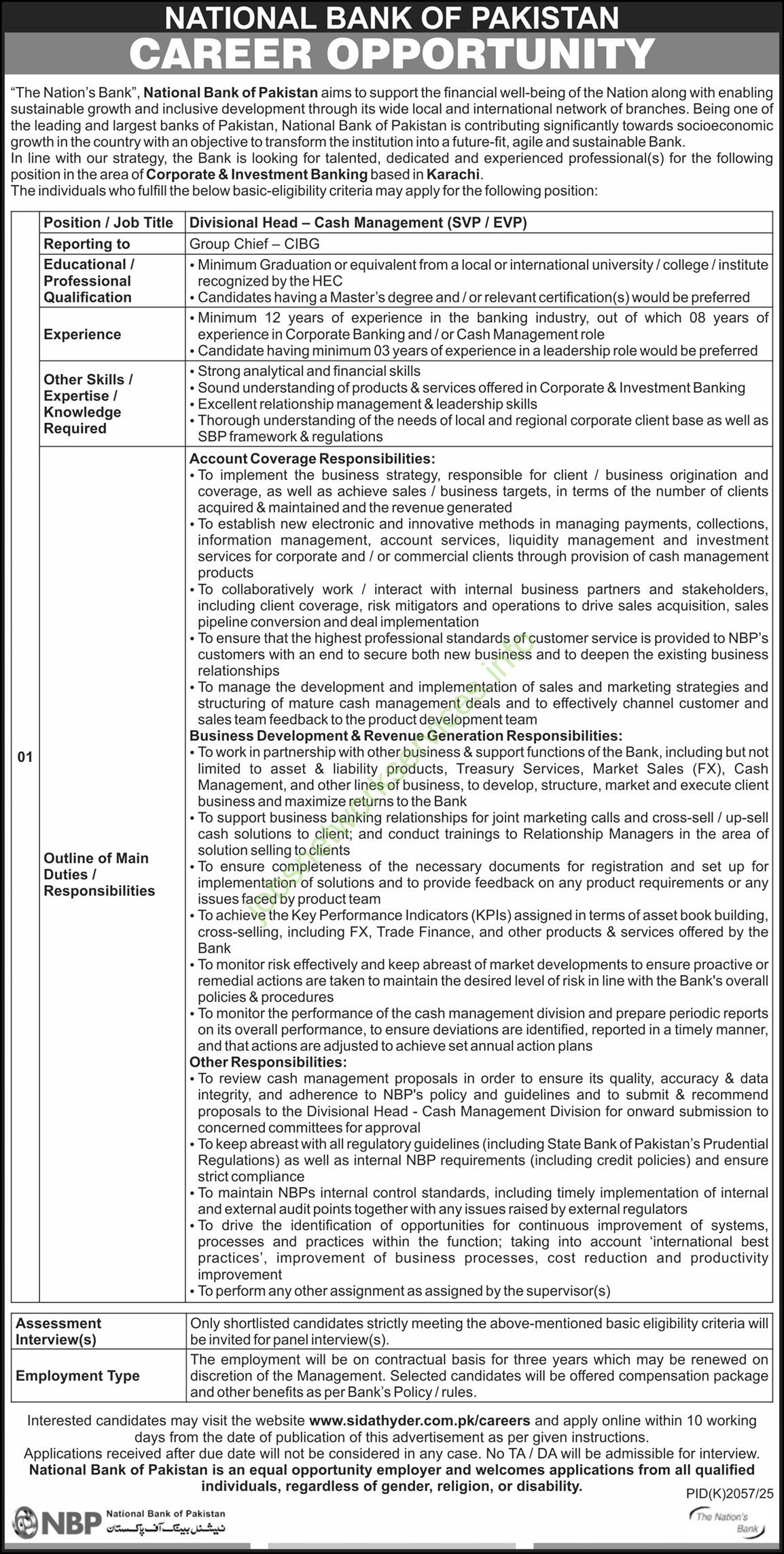 National Bank of Pakistan Career Opportunity Jobs January 2026 Latest