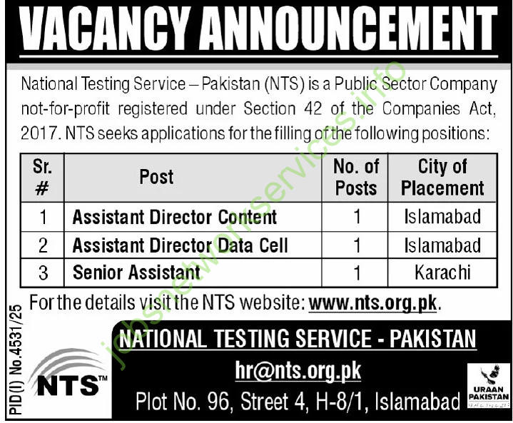 National Testing Service Pakistan NTS Jobs December 2025 Latest
