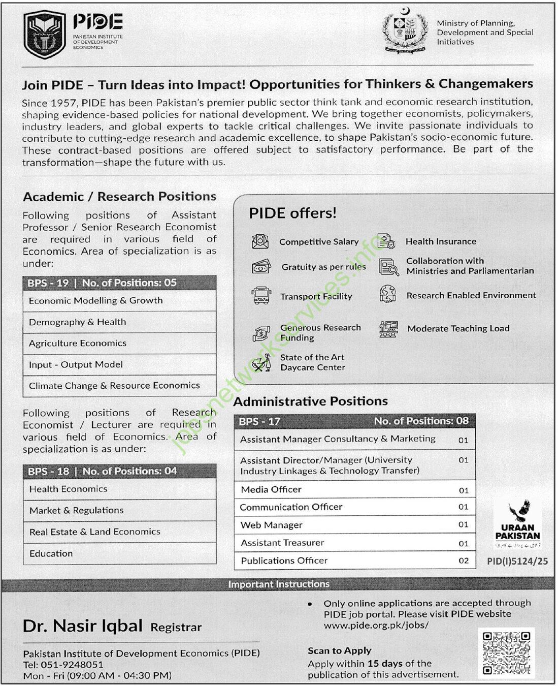 Pakistan Institute of Development Economics PIDE Jobs 2026 Latest