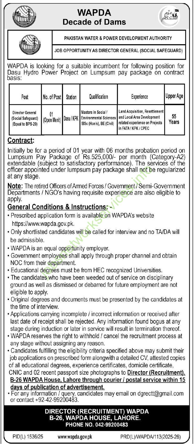 Pakistan Water & Power Development Authority WAPDA Jobs 2025 Latest