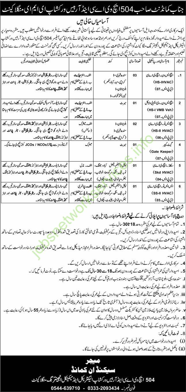 504 HVACR Base Workshop Electrical and Mechanical Engineering Jobs 2026 2026