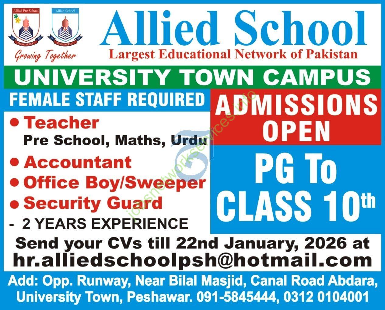 Allied School Peshawar Jobs 2026 Latest