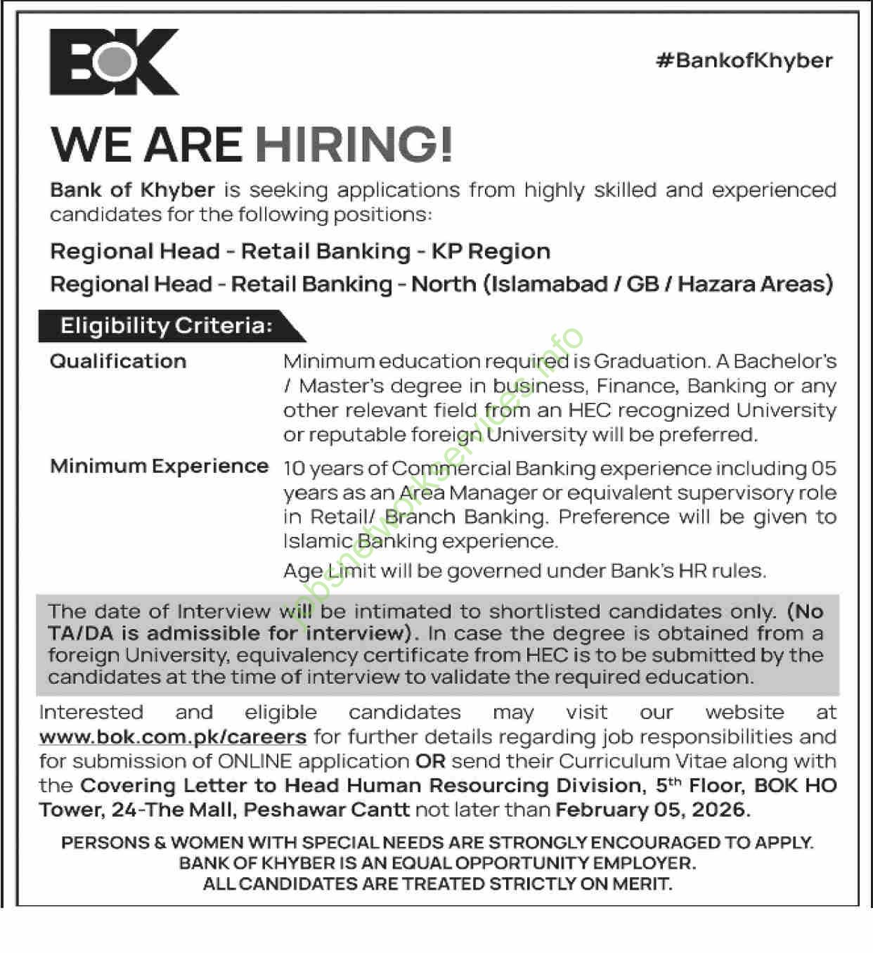 Bank of Khyber BOK Jobs 2026 Apply Online Latest
