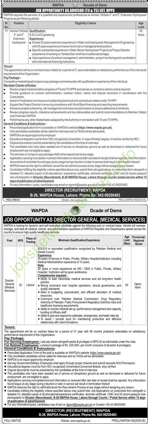 Career Opportunity Wapda Jobs 2026 Apply Online Latest