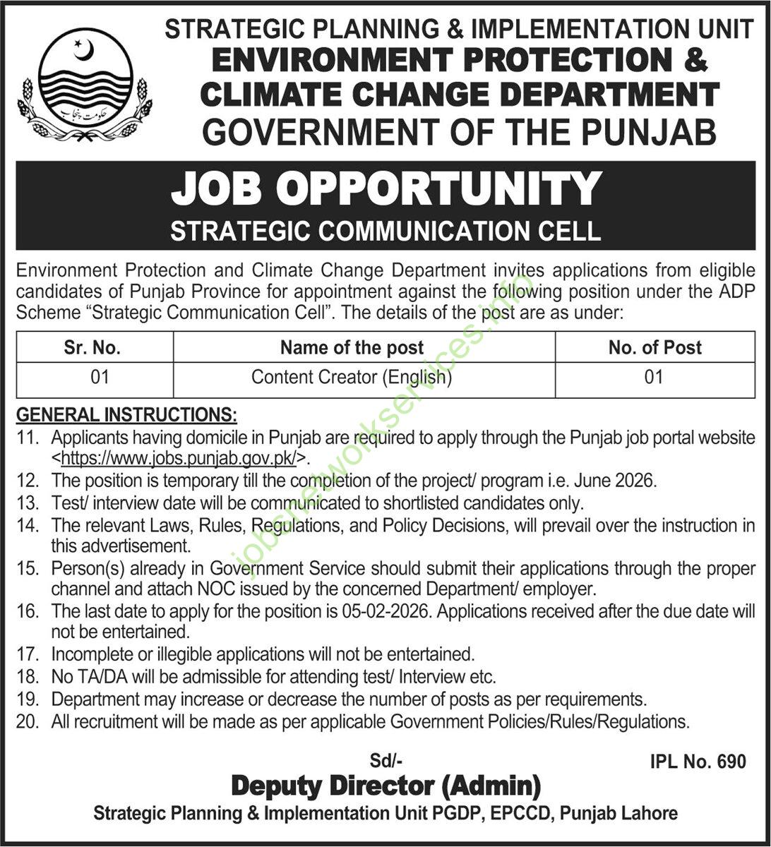 Environment Protection & Climate Change Department Jobs 2026 Latest