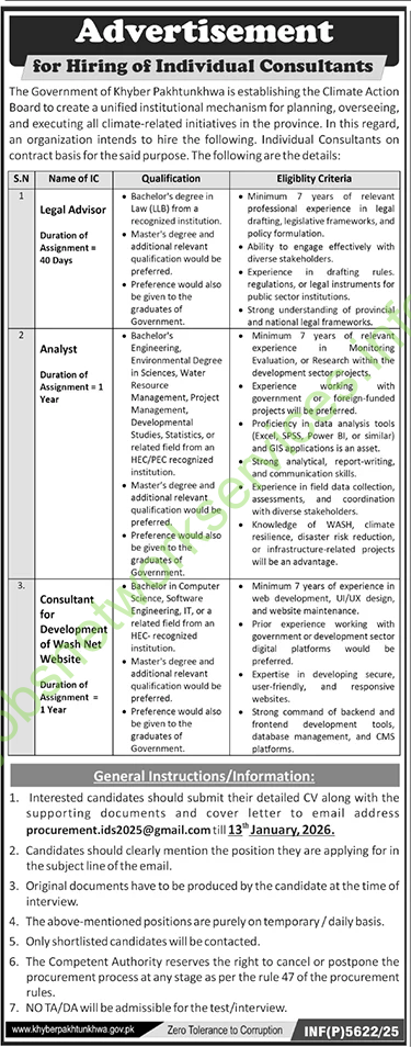Government of Khyber Pakhtunkhwa Hiring Jobs 2026 Latest