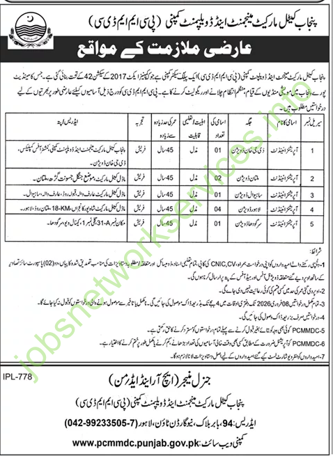 Punjab Cattle Management and Development Company PCMMDC Jobs 2026 Latest