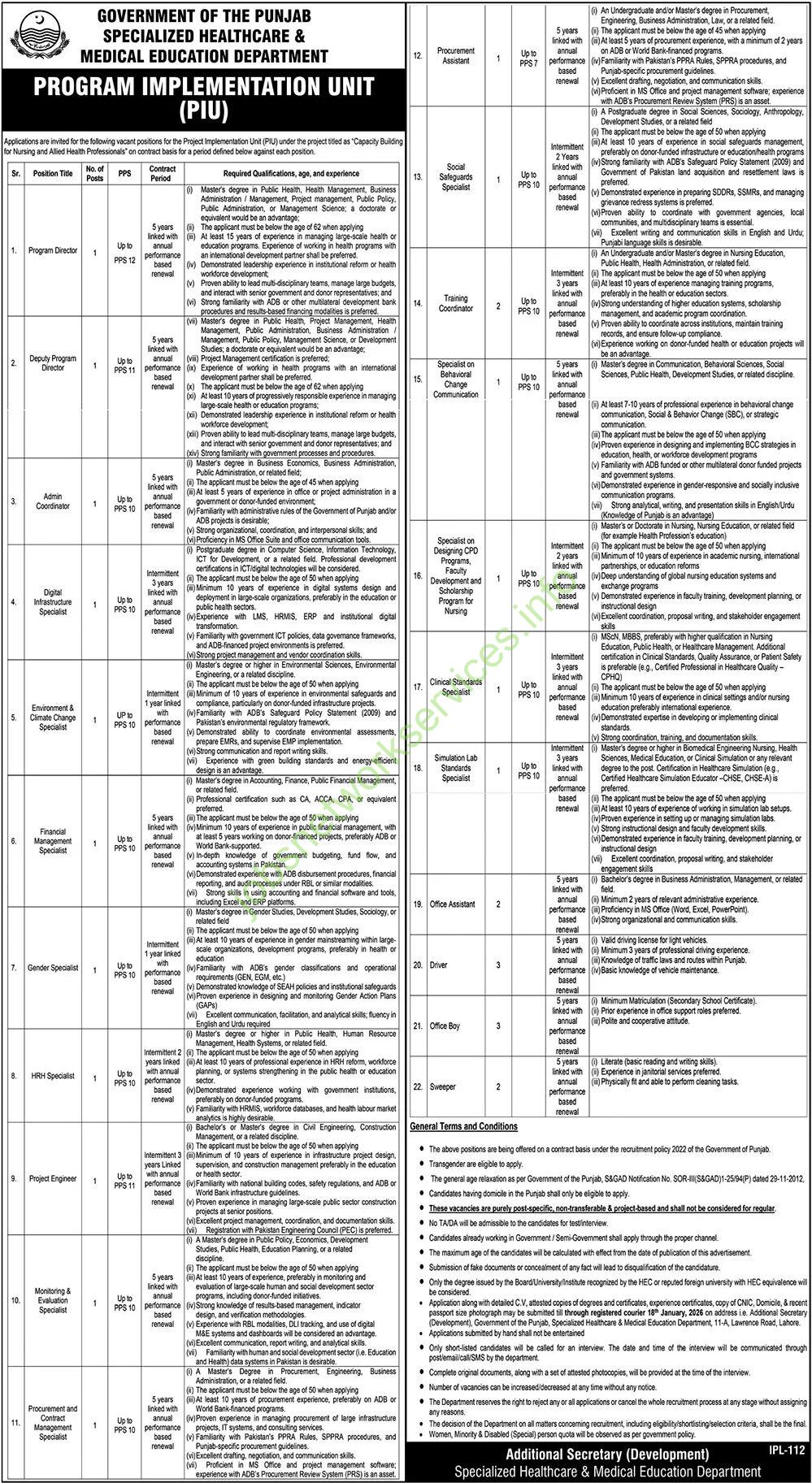 Specialized Healthcare & Medical Education Department Jobs 2026 Latest