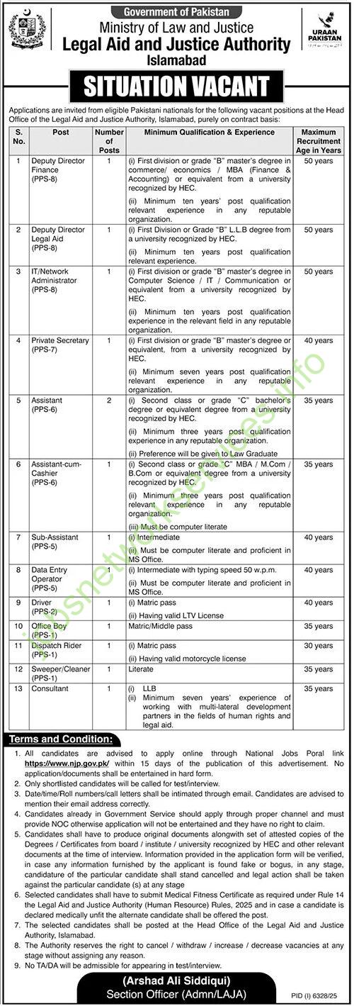 Ministry of Law and Justice MOLJ Jobs 2026 Latest