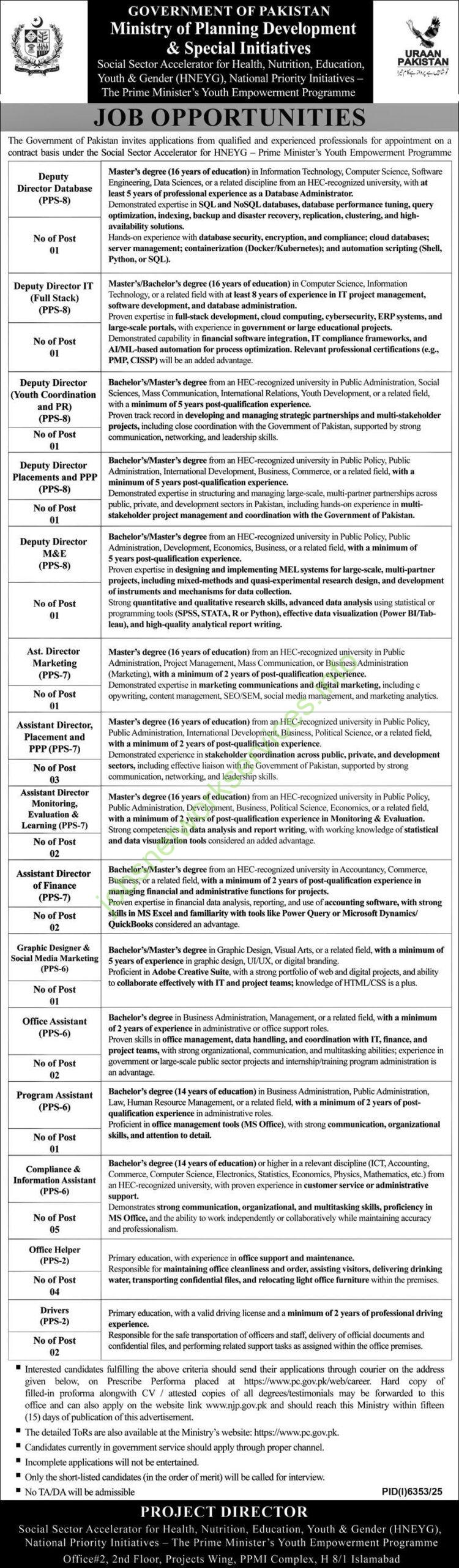 Ministry of Planning Development & Special Initiatives Jobs 2026 Latest